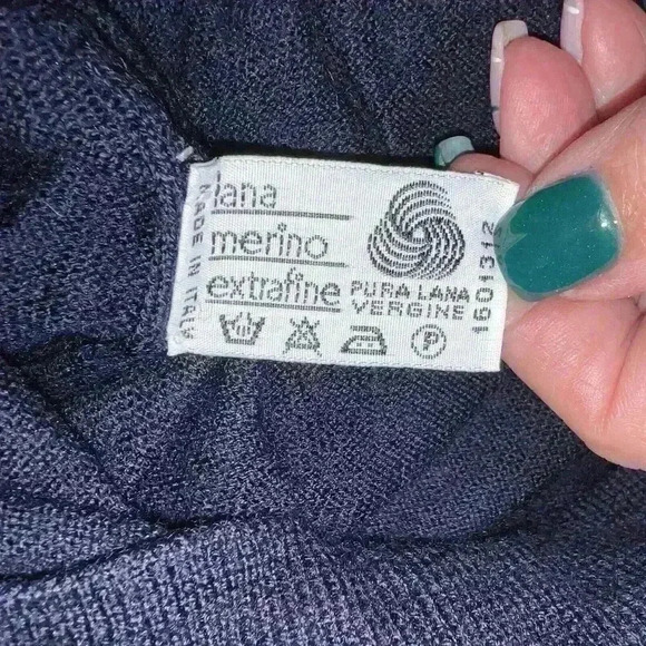 Punta Ala Sz L Merino Wool Pullover Sweater Collared Preppy Dark Academia - Picture 4 of 11